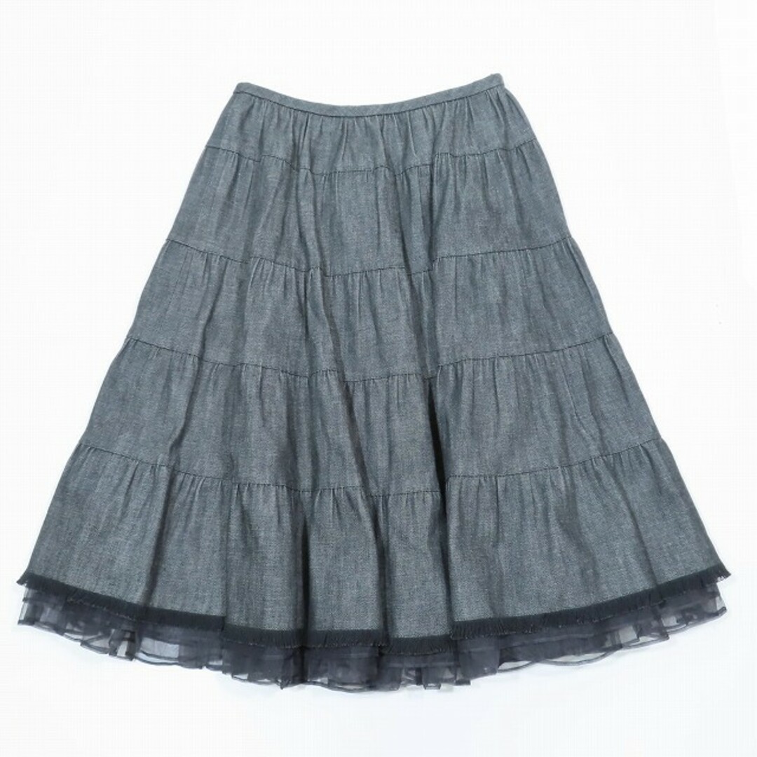 美品 フォクシー FOXEY BOUTIQUE デニム フレアスカート ハーフ レディースのスカート(ひざ丈スカート)の商品写真