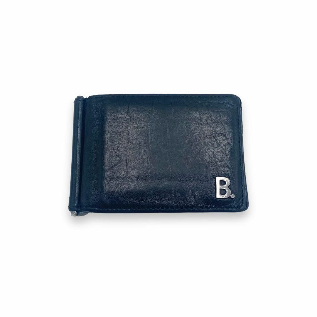 美品　バレンシアガ　マネークリップ　ブラック　黒　レザー　Bロゴ　クロコ　財布