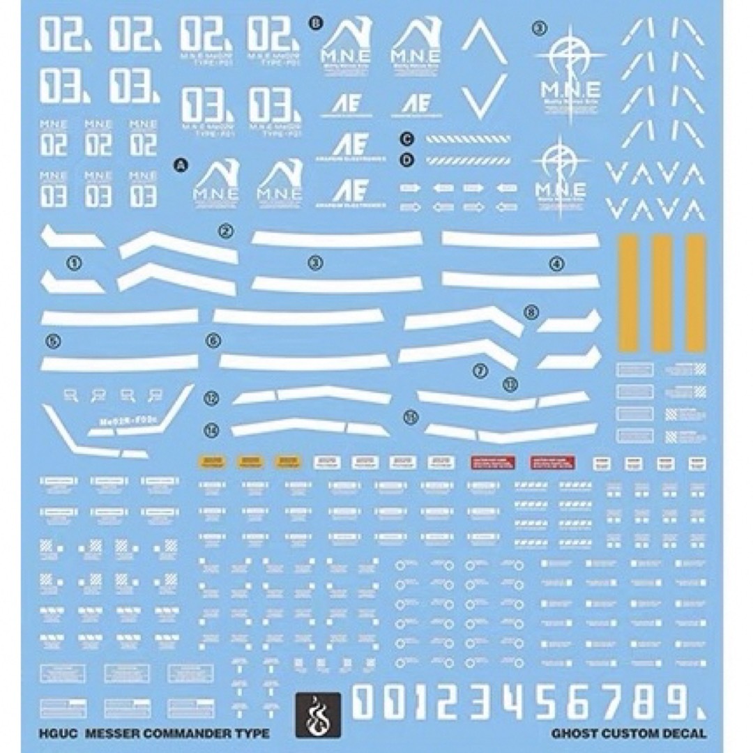 HG 1/144 メッサーF02型用水転写式デカール エンタメ/ホビーのおもちゃ/ぬいぐるみ(模型/プラモデル)の商品写真