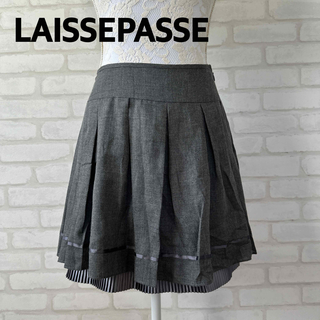 レッセパッセ(LAISSE PASSE)のLAISSEPASSE レッセパッセ タックミニスカート プリーツ グレー S(ミニスカート)