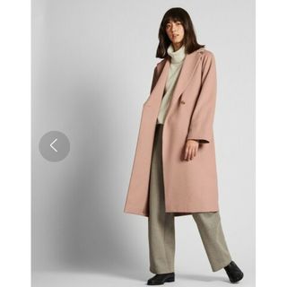 ユニクロ(UNIQLO)のUNIQLO ユニクロ ウールブレンドラップコート ピンク XXL 男女着用OK(ロングコート)