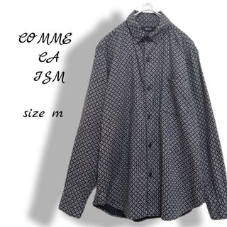 コムサイズム(COMME CA ISM)のシャツ　メンズ　長袖　柄シャツ　総柄　ブラック　黒　コムサイズム　モノトーン(シャツ)