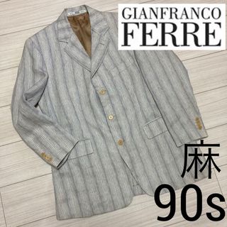 ジャンフランコフェレ(Gianfranco FERRE)の90s■GIANFRANCO FERRE■麻 リネン テーラードジャケット 50(テーラードジャケット)