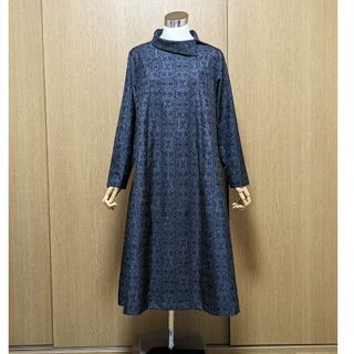 SOLD　着物リメイク　ワンピース　大島紬　L〜LL(ひざ丈ワンピース)