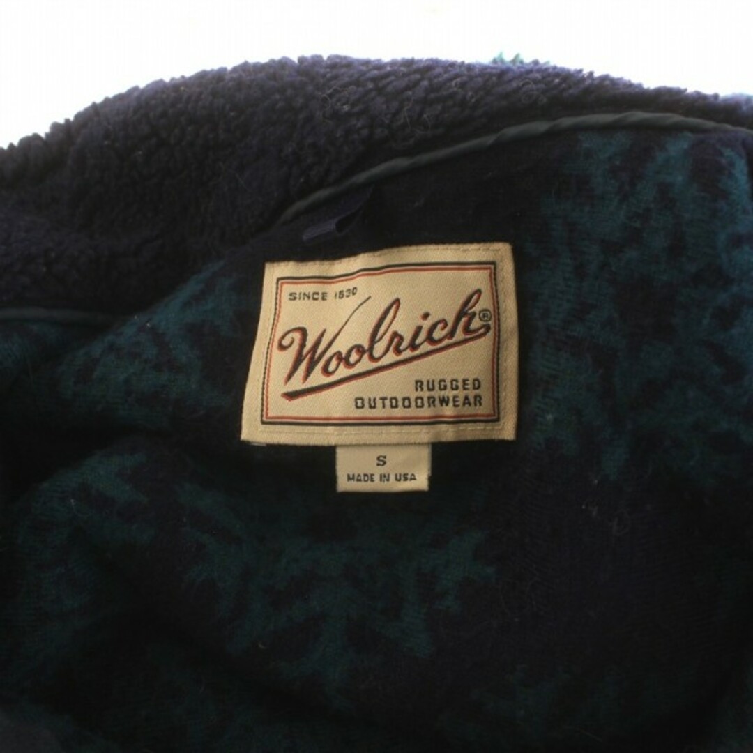 WOOLRICH(ウールリッチ)のWOOLRICH ボアジャケット スタンドカラー ショート丈 総柄 S 緑 紺 メンズのジャケット/アウター(ブルゾン)の商品写真