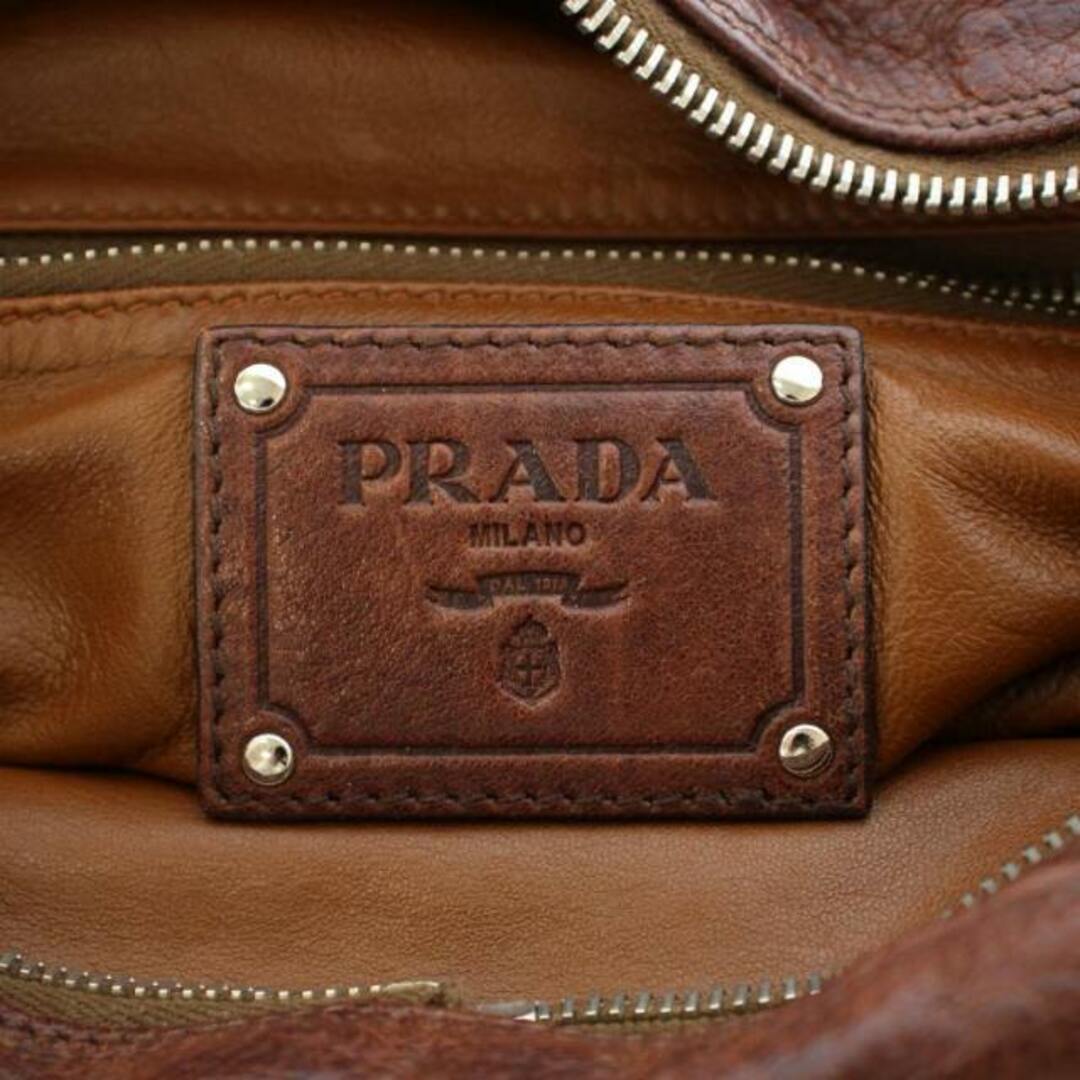 PRADA(プラダ)のプラダ ウォッシュドレザー ボストンバッグ ハンドバッグ 茶 レディースのバッグ(ボストンバッグ)の商品写真