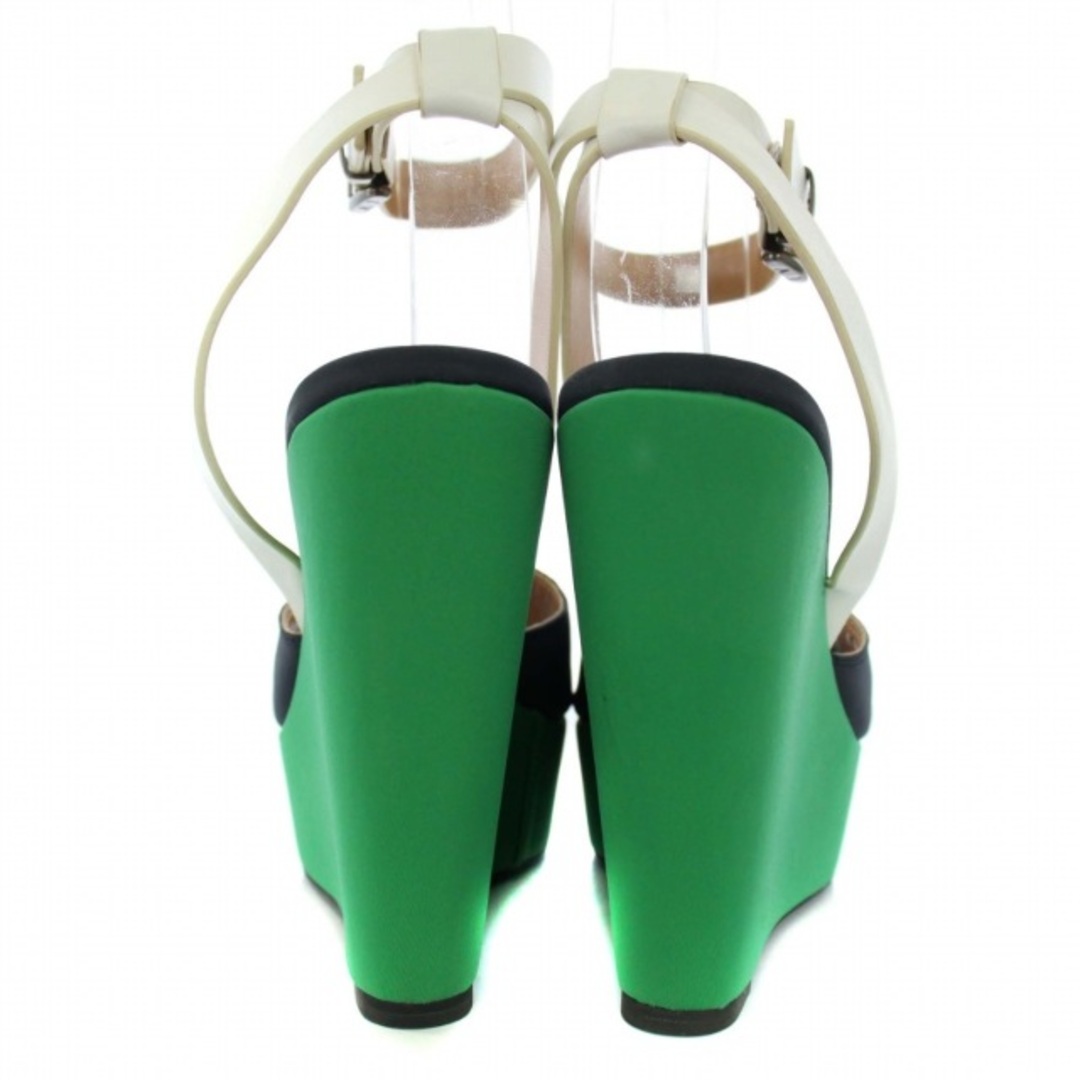 ARMANI JEANS(アルマーニジーンズ)のアルマーニ ジーンズ サンダル ウェッジソール レザー 23㎝ 緑 黒 レディースの靴/シューズ(サンダル)の商品写真