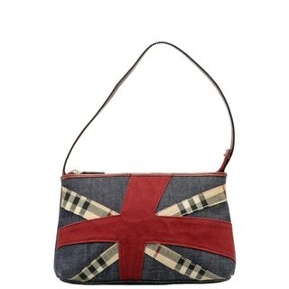 バーバリー(BURBERRY)のバーバリー チェック ポーチ ミニハンドバッグ デニム レディース BURBERRY 【1-0126973】(ポーチ)