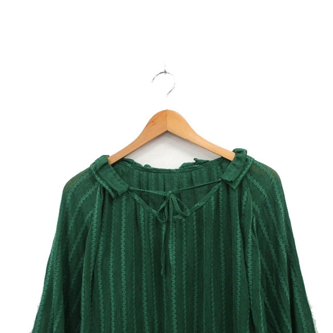 FLORENT(フローレント)のフローレント ブラウス シャツ プルオーバー 七分袖 リボン 総柄 グリーン 緑 レディースのトップス(その他)の商品写真