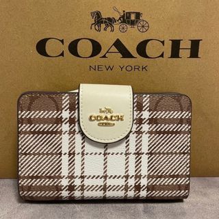 コーチ(COACH)の新品　コーチ　チェック　折り財布　小銭入れ有　(財布)