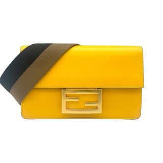 フェンディ(FENDI)の　フェンディ FENDI フラットバケットショルダーバッグ 8BS039 イエロー ゴールド金具 レザー レディース ショルダーバッグ(ショルダーバッグ)