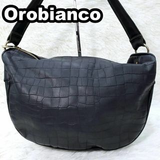 Orobianco - オロビアンコ　激レア　クロコ　型押し　ワンショルダー　オールレザー　ブラック