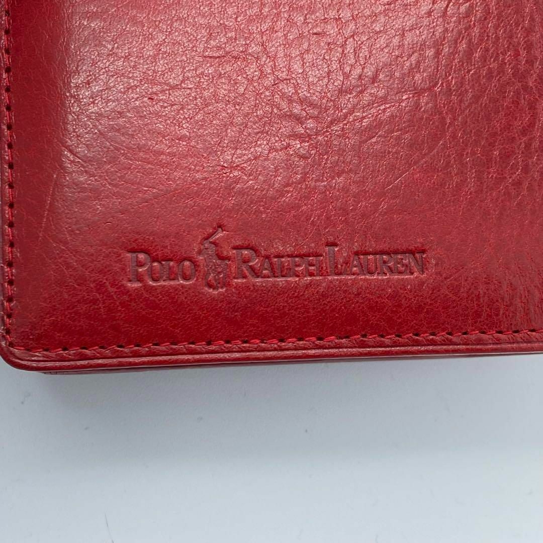 POLO RALPH LAUREN(ポロラルフローレン)の《美品》　ポロラルフローレン　レザー　手帳カバー　レッド　レフィル付き レディースのファッション小物(その他)の商品写真