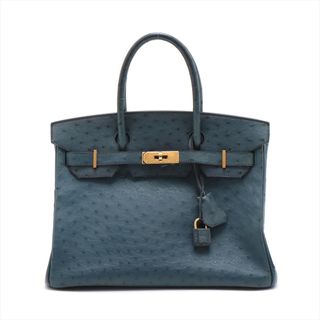 エルメス(Hermes)のエルメス バーキン30 オーストリッチ  ブルーアイリス レディース ハン(ハンドバッグ)