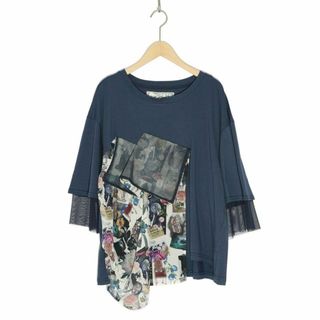 イズスカラー(iS ScoLar)のイズスカラー541237アート花柄チュール×シフォン叩き付けプルオーバー(Tシャツ(半袖/袖なし))