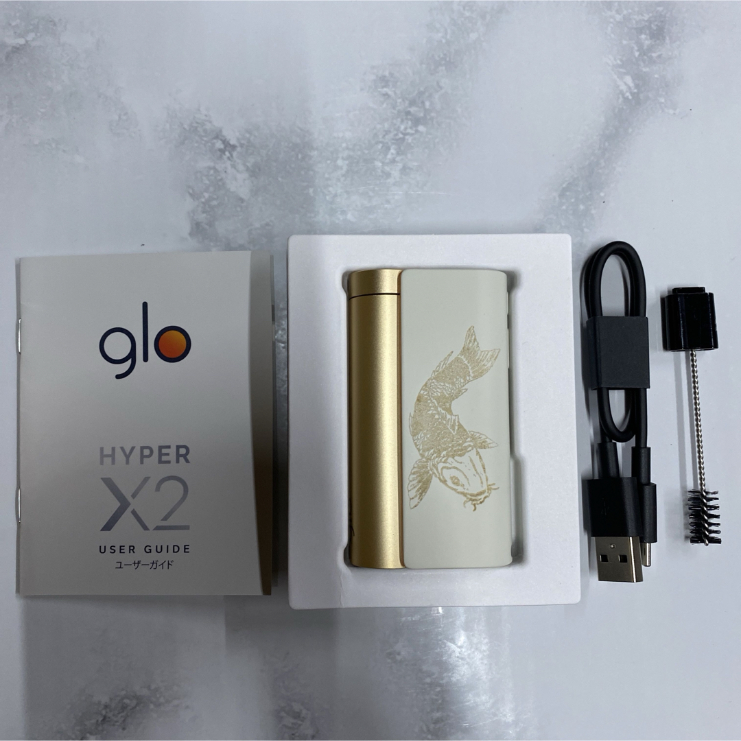 glo(グロー)の錦鯉 レーザー加工 glo hyper X2 グローハイパー 本体 和柄 白金 メンズのファッション小物(タバコグッズ)の商品写真