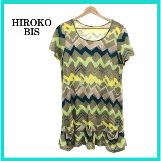 ヒロコビス(HIROKO BIS)の美品 HIROKO BIS ヒロコビス  チュニック 半袖 総柄(チュニック)