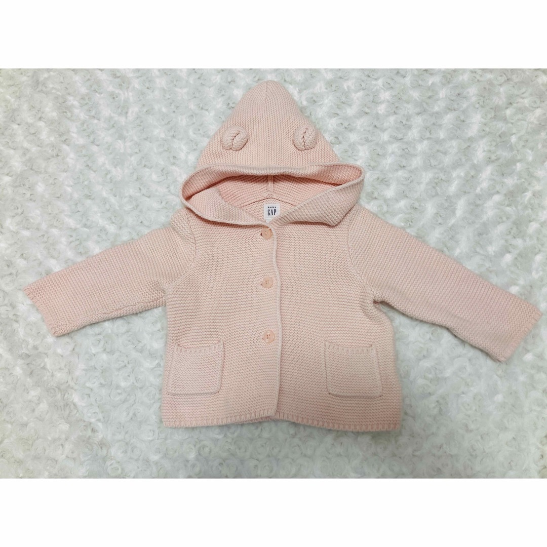 babyGAP(ベビーギャップ)の☆baby GAP☆ 人気　くま耳ニットカーディガン　70cm  ピンク キッズ/ベビー/マタニティのベビー服(~85cm)(カーディガン/ボレロ)の商品写真