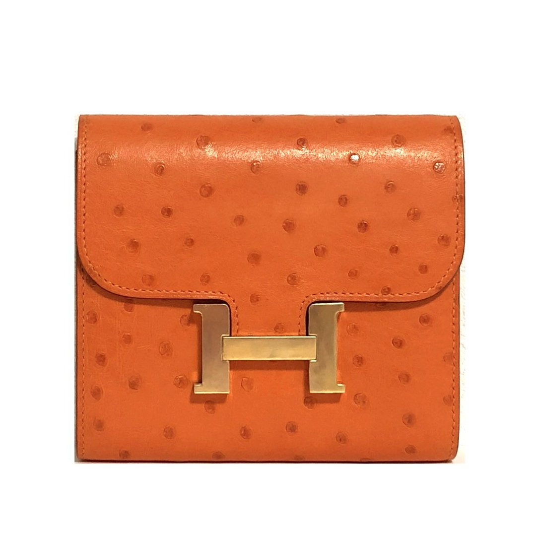 Hermes(エルメス)の未使用☆エルメス　コンスタンス　コンパクト　オーストリッチ　オレンジ　折財布 レディースのファッション小物(財布)の商品写真