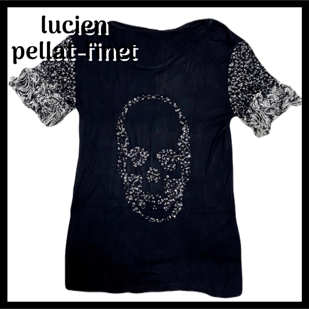 Lucien pellat-finet(ルシアンペラフィネ)のlucien pellat-finet スカル ビジュー スパンコール ロゴ  レディースのトップス(Tシャツ(半袖/袖なし))の商品写真