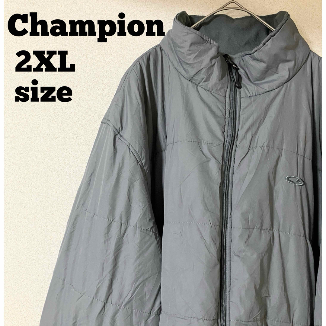 Champion(チャンピオン)のChampion ジャケット ブルゾン 中綿 グレー ２XＬサイズ ＵＳＡ　古着 メンズのジャケット/アウター(ブルゾン)の商品写真