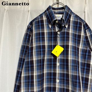 ジャンネット(GIANNETTO)の【新品未使用タグ付】Giannetto ジャンネット チェックシャツ ブルー(シャツ)