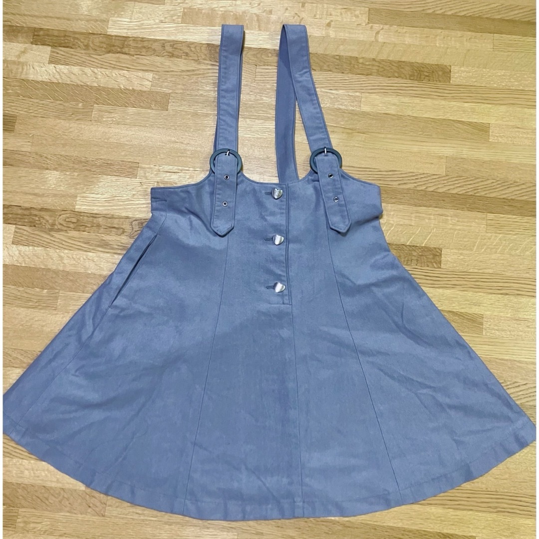 サロペット キッズ オーバーオール グレー ニット ハート子供 150サイズ キッズ/ベビー/マタニティのキッズ服女の子用(90cm~)(ワンピース)の商品写真