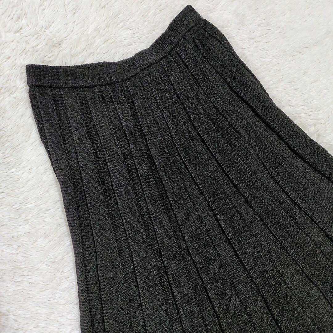 【体型カバー】Chamois☆ロングプリーツスカート　9　黒　日本製　厚手　ゴム レディースのスカート(ロングスカート)の商品写真