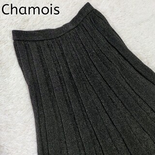 【体型カバー】Chamois☆ロングプリーツスカート　9　黒　日本製　厚手　ゴム(ロングスカート)