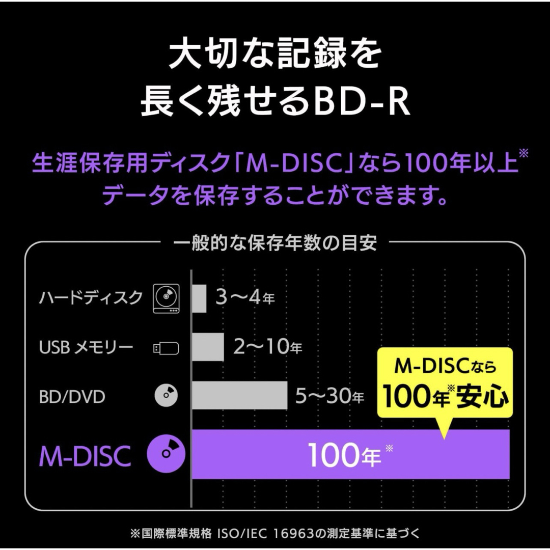 M-DISC バーベイタム 長期保存 BD-R XL 100GB 5枚　新品 スマホ/家電/カメラのテレビ/映像機器(ブルーレイレコーダー)の商品写真