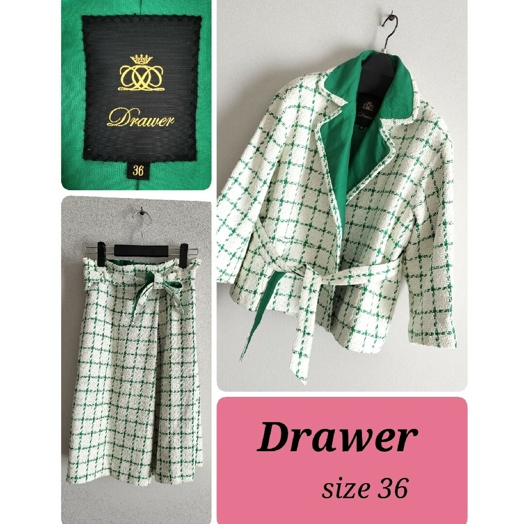 Drawer(ドゥロワー)の美品☆ドゥロワーDrawer　スーツ　ジャケット　スカート　36 レディースのフォーマル/ドレス(スーツ)の商品写真