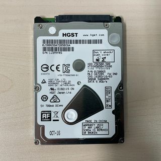 ヒタチ(日立)の内蔵ハードディスク HDD 2.5インチ 500GB (HGST)②(PCパーツ)