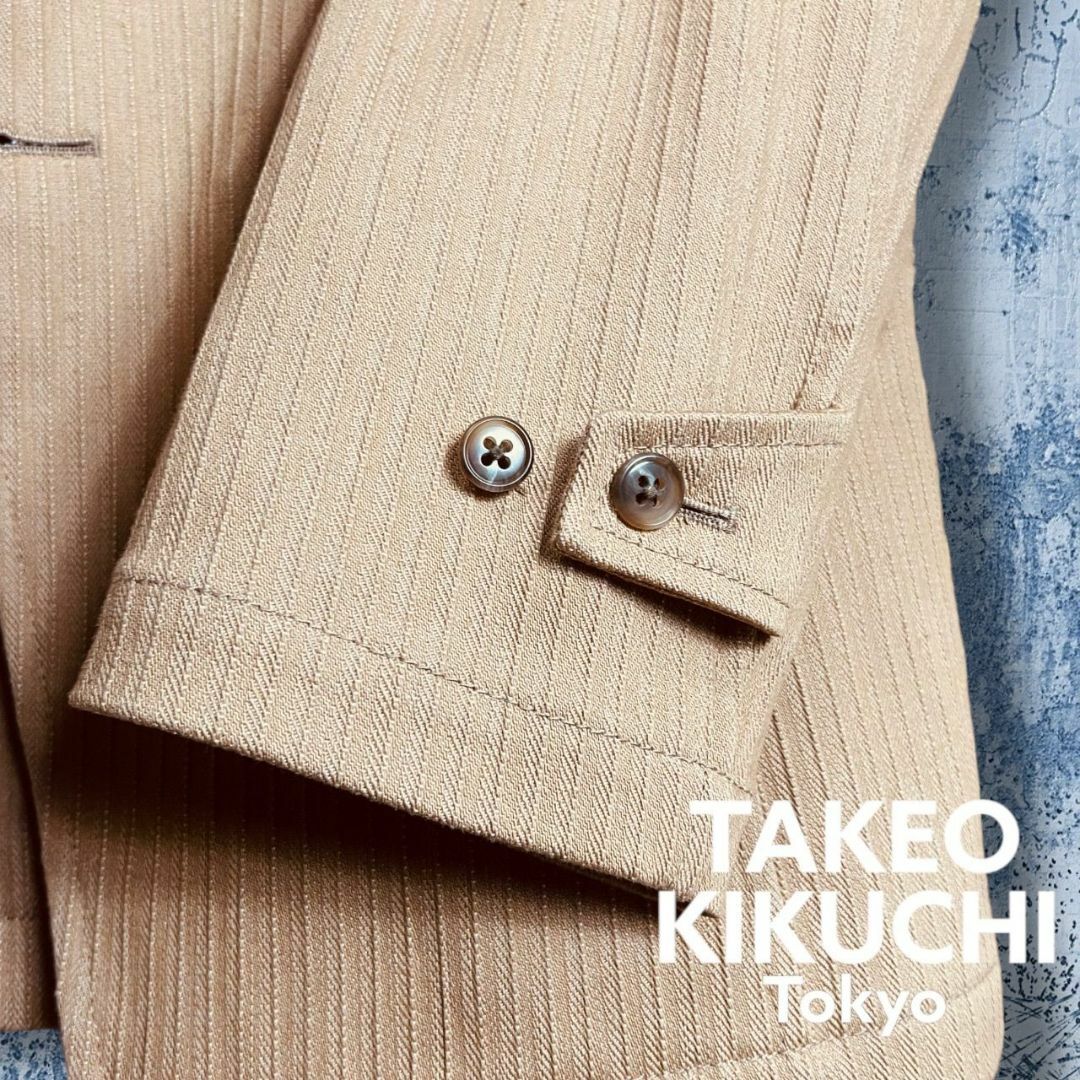 TAKEO KIKUCHI(タケオキクチ)の【タケオキクチ】アンコンジャケット キャメル ストライプ ヘリンボーン L メンズのジャケット/アウター(テーラードジャケット)の商品写真