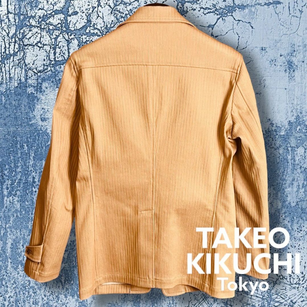 TAKEO KIKUCHI(タケオキクチ)の【タケオキクチ】アンコンジャケット キャメル ストライプ ヘリンボーン L メンズのジャケット/アウター(テーラードジャケット)の商品写真