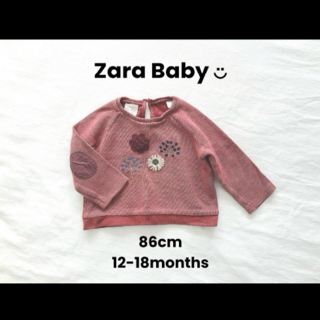 ザラキッズ(ZARA KIDS)のZara baby | ザラベイビー お花刺繍トレーナー 80-90赤 レッド(トレーナー)