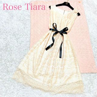 ローズティアラ(Rose Tiara)の極美品 ローズティアラ  総レースワンピース46 ひざ丈 2XL レース(ひざ丈ワンピース)