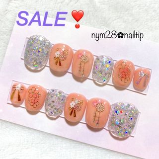 SALE❣️小さい爪orお子様用チップ★ 和風🌸ピンク 現品(ネイルチップ)