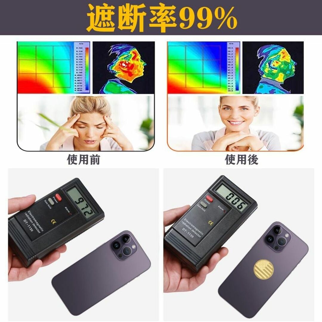 (送料無料) 5G対策  電磁波防止シール 10枚セット電磁波99.9%カット スマホ/家電/カメラのスマホアクセサリー(その他)の商品写真