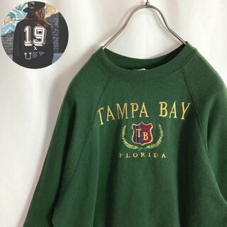 ヴィンテージ(VINTAGE)のUSA製 古着 スウェット ビッグロゴ刺繍 フロリダ エンブレムゆるだぼ緑色XL(スウェット)