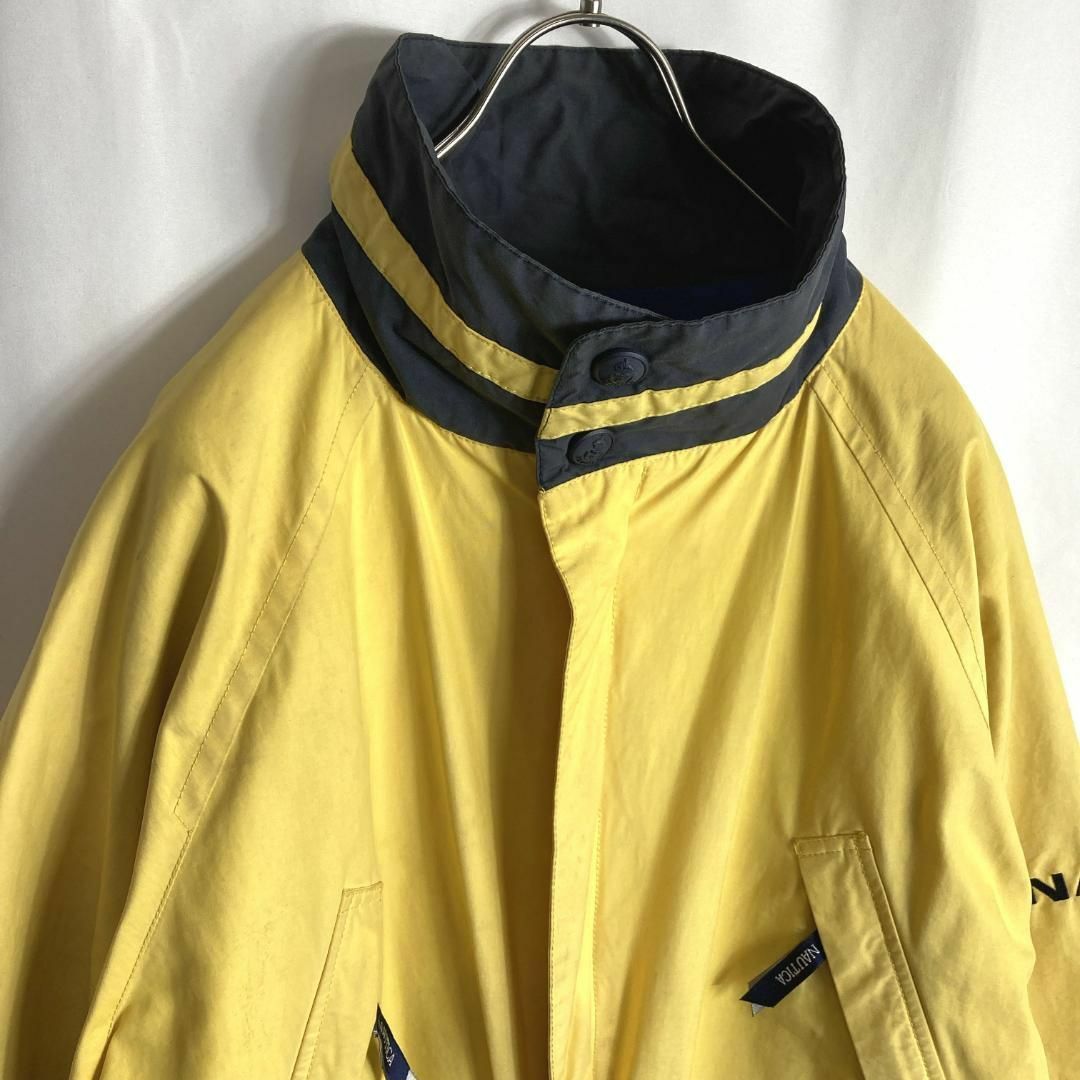 NAUTICA(ノーティカ)の90s古着ノーティカ セーリングジャケット ダブルジップ アーム刺繍ロゴ黄色XL メンズのジャケット/アウター(マウンテンパーカー)の商品写真