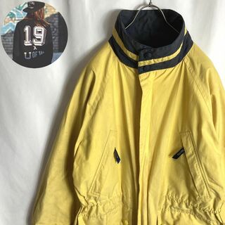 NAUTICA - 90s古着ノーティカ セーリングジャケット ダブルジップ アーム刺繍ロゴ黄色XL