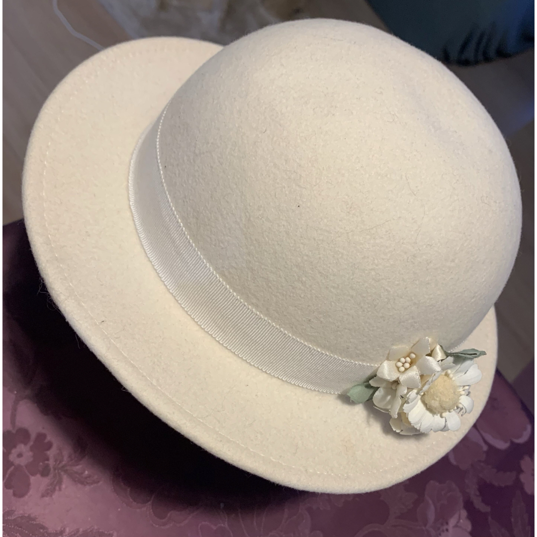 女児　フォーマル　帽子　54cm 白　ホワイト キッズ/ベビー/マタニティのこども用ファッション小物(帽子)の商品写真
