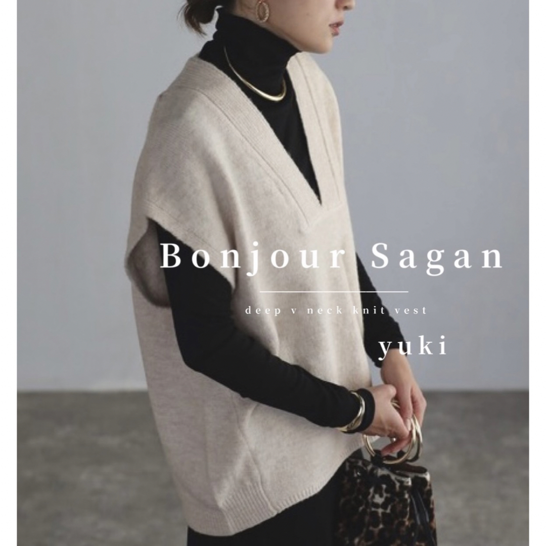 BONJOUR SAGAN(ボンジュールサガン)の【新品/タグ付き】Bonjour Sagan ディープVネックニットベスト i レディースのトップス(ベスト/ジレ)の商品写真