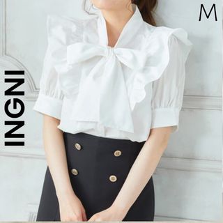 イング(INGNI)の【INGNI】イング リボン フリル 白 ブラウス シャツ(シャツ/ブラウス(半袖/袖なし))