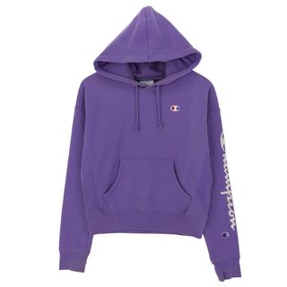 チャンピオン(Champion)の古着 チャンピオン Champion リバースウィーブ 復刻 単色タグ 袖プリント スウェットプルオーバーパーカー レディースS /eaa423948(トレーナー/スウェット)