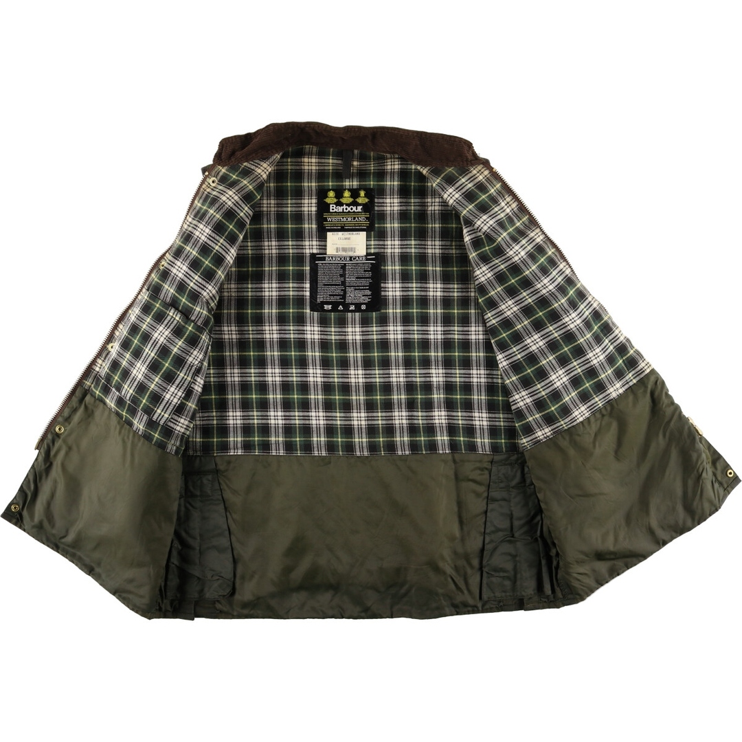 Barbour(バーブァー)の古着 90年代 バブアー Barbour WESTMORLAND 旧3ワラント ワックスコットン オイルドベスト 英国製 メンズXL ヴィンテージ /eaa420746 メンズのトップス(ベスト)の商品写真