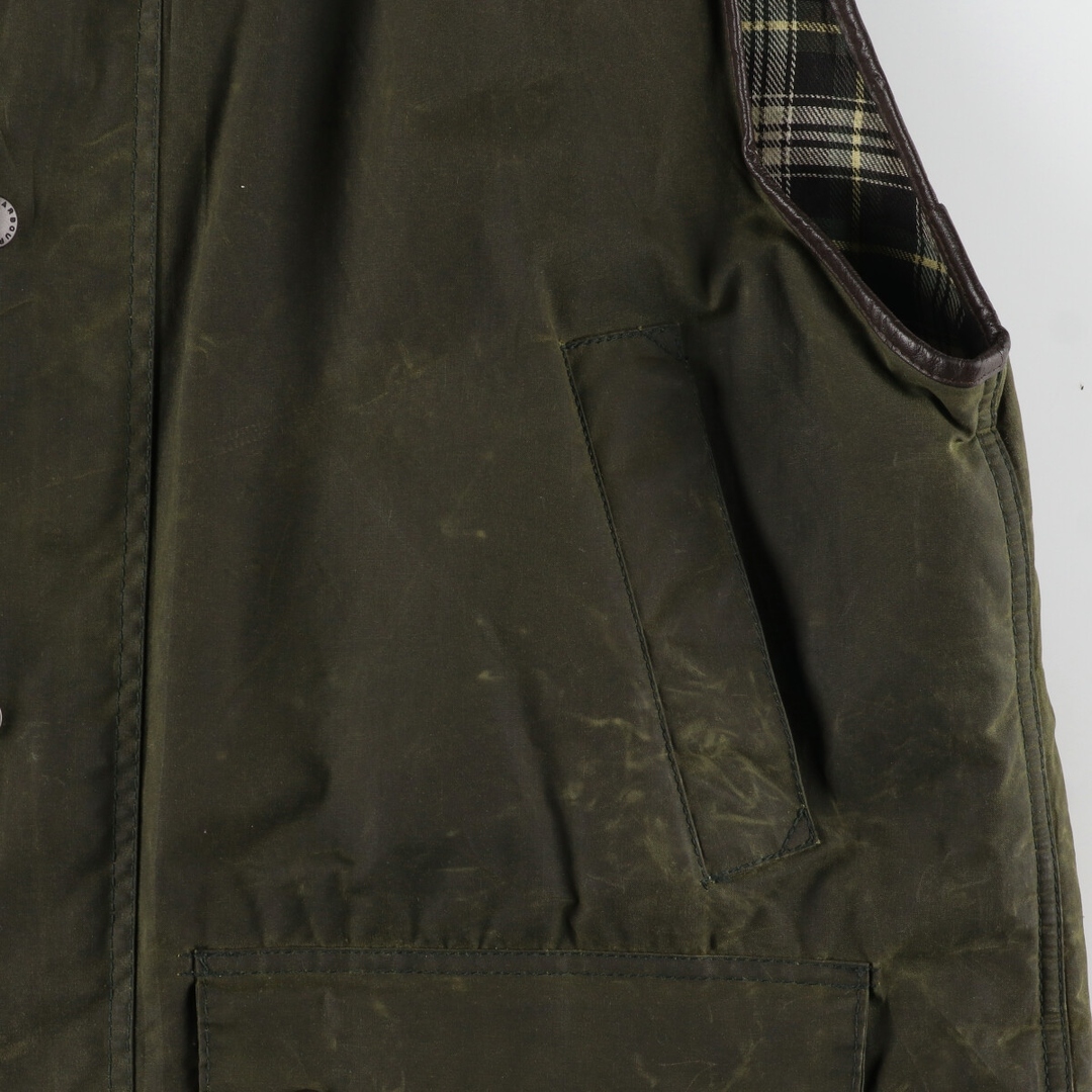 Barbour(バーブァー)の古着 90年代 バブアー Barbour WESTMORLAND 旧3ワラント ワックスコットン オイルドベスト 英国製 メンズXL ヴィンテージ /eaa420746 メンズのトップス(ベスト)の商品写真