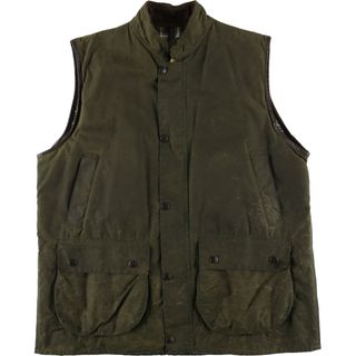 バーブァー(Barbour)の古着 90年代 バブアー Barbour WESTMORLAND 旧3ワラント ワックスコットン オイルドベスト 英国製 メンズXL ヴィンテージ /eaa420746(ベスト)