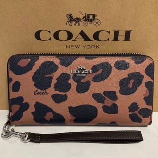 コーチ(COACH)の新品　コーチ　長財布　レオパード　ヒョウ柄　ラウンドファスナー　小銭入れ有(財布)