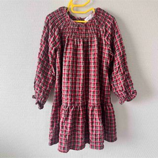 ザラキッズ(ZARA KIDS)のZARA ザラベイビー  チェック柄スモックワンピース　110(ワンピース)